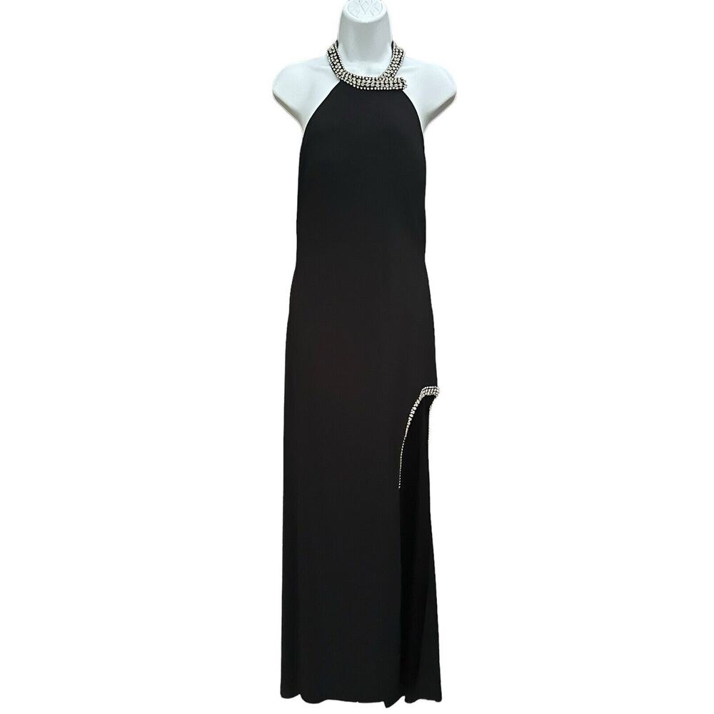 Mac DuggalHigh Slit Halter Gown with Rhinestone Accents Size 8 NWOT $398 - Picture 13 of 16